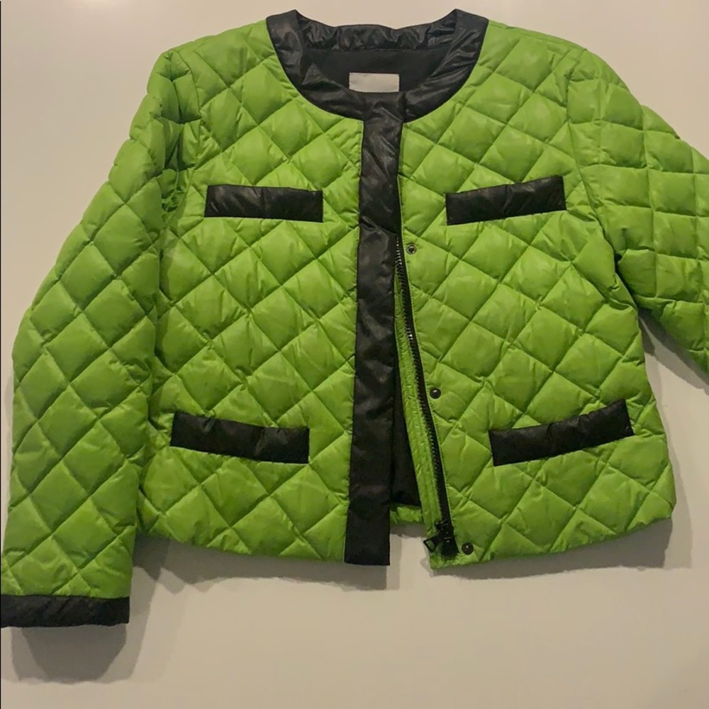 Moschino acid green waffle down jacket
